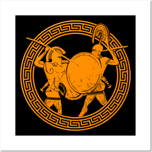 Old greek amphora warriors Posters and Art